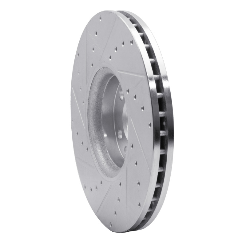Volvo XC60 Brake Rotor (1) - Front Right - R1 Concepts - Drilled & Slotted - Silver - `10-`16
